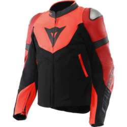 Veste Dainese en cuir Iperattiva rouge fluo-noir