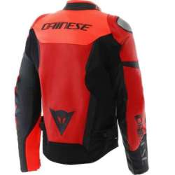 Veste Dainese en cuir Iperattiva rouge fluo-noir