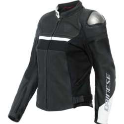 Jacke Damen Dainese Leder Perf. Rapida mattschwarz - weiß