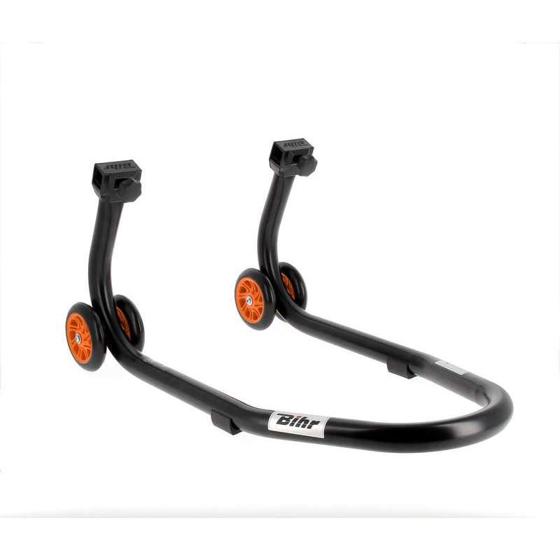 Béquille de stand avant BIHR Home Track noir mat roues orange