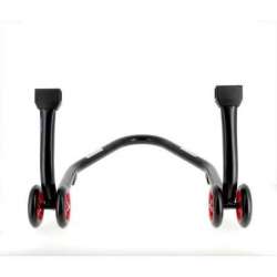 Béquille de stand arrière BIHR Home Track supports en "L" noir mat roues rouge