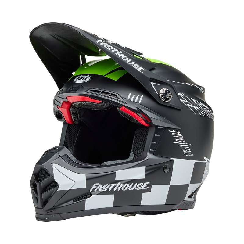 Cross Helm BELL Moto-9S Flex - Fasthouse Smoke Bomb Matte Gloss Black/HiViz Yellow