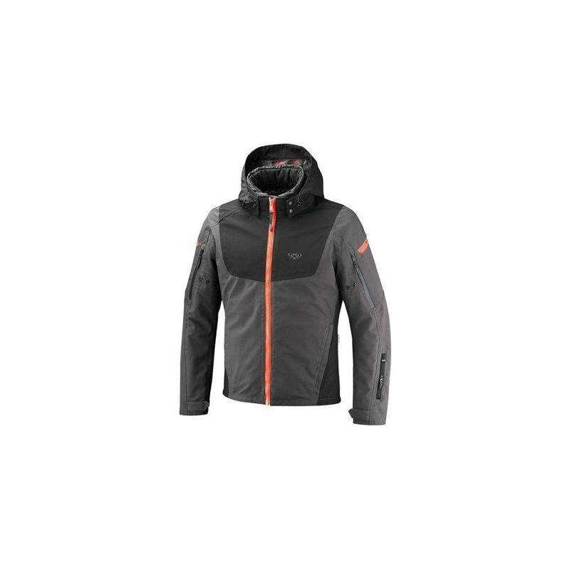Veste IXON BURNING Textile Anthracite Noir Rouge vif